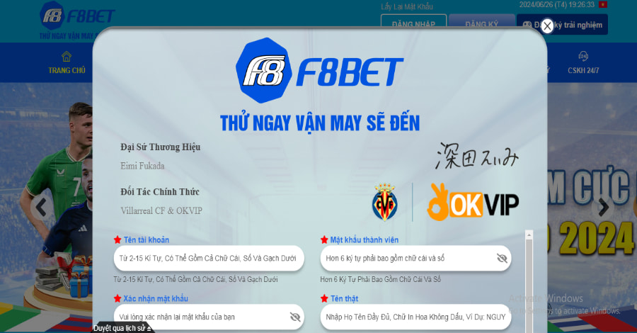 Điều khoản & Điều kiện F8bet về đăng ký tài khoản