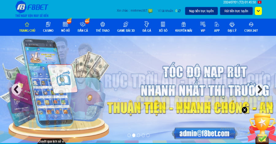 Truy cập trang chủ nhà cái đổi thưởng F8Bet để trải nghiệm chơi poker